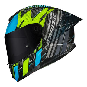 CAPACETE CARBON R TEAM AMARELO/AZUL