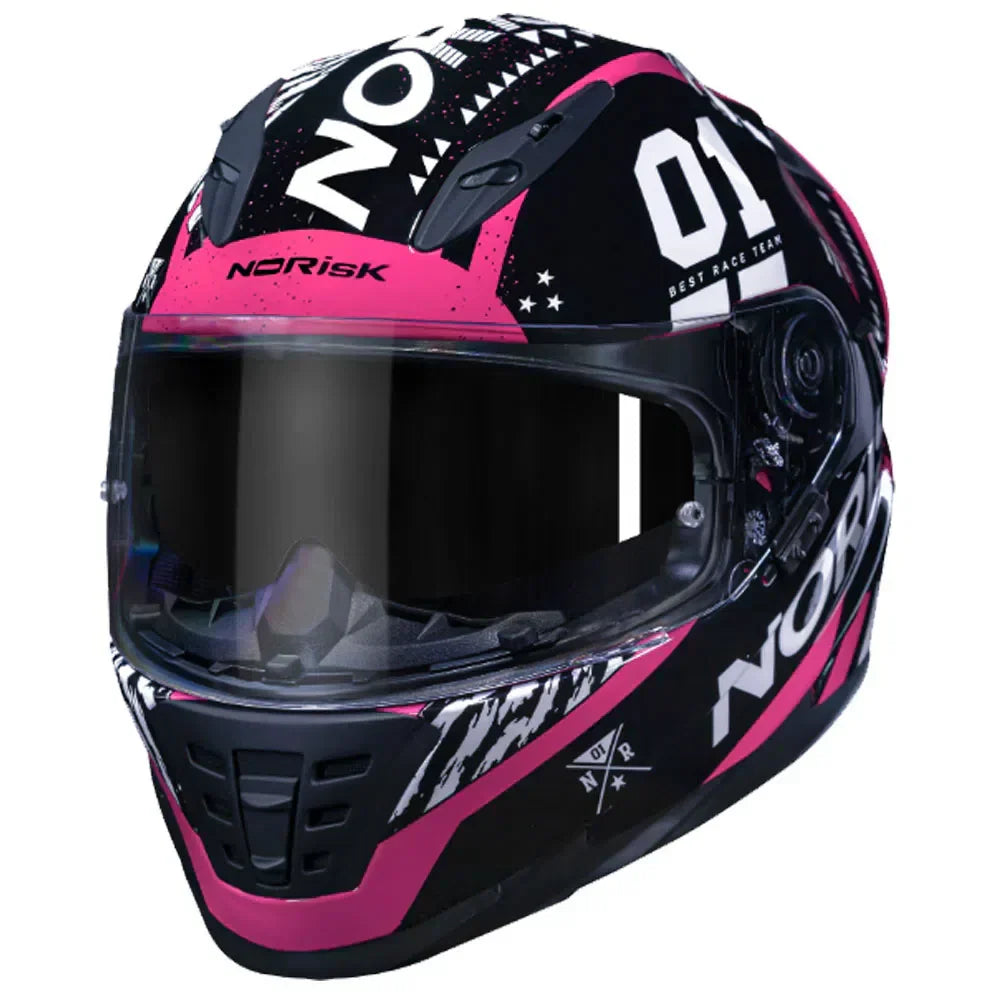 CAPACETE NORISK SOUL FF302 GRAND PRIX TOKYO ROSA/PRETO/BRANCO