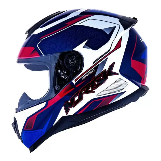 CAPACETE NORISK RAZOR SPEED MAX AZUL BRANCO E VERMELHO